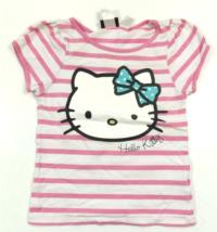 Světlerůžovo-bílé pruhované tričko s Hello Kitty zn. H&M;vel. 4-6 let 