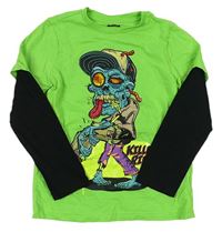 Zeleno-černé triko se Zombie zn. F&F