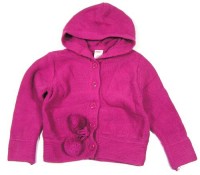 Růžový propínací svetr s kapucí