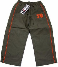 Outlet - Khaki šusťákové oteplené kalhoty s číslem