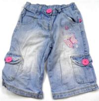 Světlemodré riflové kapsové 3/4 kalhoty s kapsami zn. Barbie 