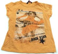 Oranžové tričko s potiskem zn. Store Twenty One 