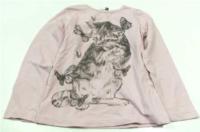 Růžové triko s koťátkem a motýlky zn. H&M