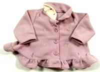 Fialový fleecový rozpínací kojenecký kabátek s kytičkami zn. Mothercare ;vel. 50