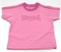 Růžové tričko s logem a pruhy zn. Lonsdale