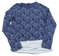 Tmavomodré květované triko s halenkou zn. S. Oliver