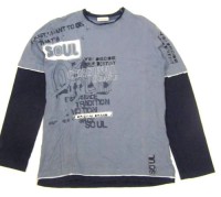 Šedo-modré triko s nápisy zn. Etherlaustin, vel. 10-11 let
