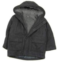 Šedý vlněný zateplený kabátek s kapucí zn. F&F