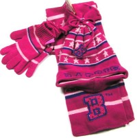 3set - Růžová čepička s nápisem+ šála+ rukavice zn.Ladybird