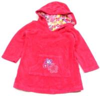 Růžová froté mikinka s kapucí a kytičkami zn. Mothercare 