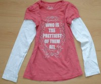 Růžovo-bílé triko s nápisy zn. M&Co
