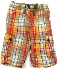 Kostkované 3/4 plátěné kalhoty s kapsami zn. F&F