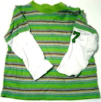Zeleno-bílé pruhované triko s číslem zn. Mothercare