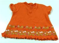Oranžové tričko s kytičkami zn. Mothercare
