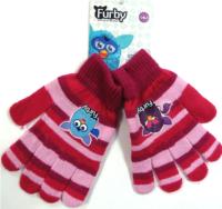 Nové - Růžové pruhované prstové rukavičky s Furby