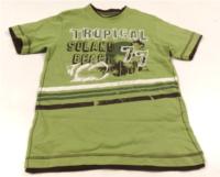 Zeleno-hnědé tričko s nápisem