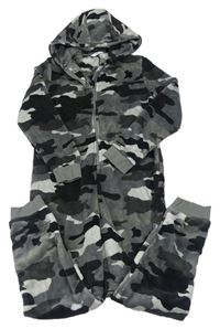 Šedo-černá army plyšová kombinéza s kapucí zn. M&S
