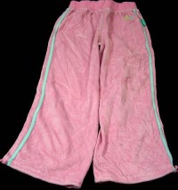 Růžové sametové kalhoty s korunkou, vel. 140