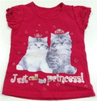 Růžové tričko s kočičkami 