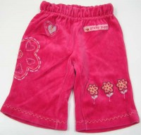 Růžové sametové kalhoty s kytičkami zn. Tiny Ted