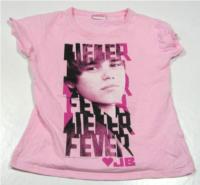 Růžové tričko s Justinem Bieberem 