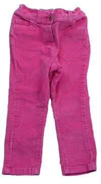 Růžové sametové manšestrové kalhoty zn. George 