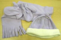 3Set - Fialová fleecová čepička + šála + rukavičky