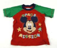 Červeno-zelené tričko s Mickey Mousem zn. Disney