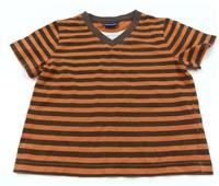 Oranžovo-hnědé pruhované tričko zn. Cherokee