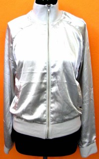 Dámská stříbrná saténová bunda