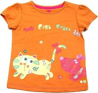 Outlet - Oranžové tričko s kočičkou a pejskem zn. TU