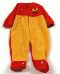 Červeno-žlutá fleecová kombinéza s medvídkem Pů zn. Disney