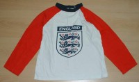 Bílo-červeno-modjré triko s potiskem zn. England vel. 140