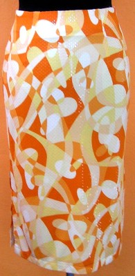 Dámská žluto-oranžová vzorovaná sukně
