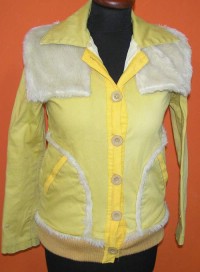 Dámská žlutá riflová bunda s kožíškem