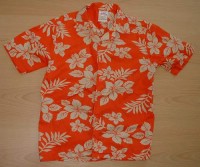 Oranžovo-béžová košile s hawaiskými květy