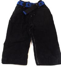 Černé manžestrové kalhoty s páskem zn. Cherokee 