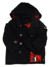 Černý vlněný podzimní kabátek s kapucí zn. Baker
