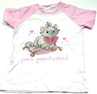 Bílo- růžové tričko s kočičkou zn. Marks&Spencer