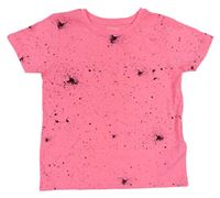 Neonově růžové melírované tričko s černými skvrnkami zn. PRIMARK