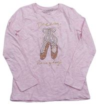 Růžové melírované triko s baletními piškoty zn. Primark