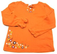 Oranžové triko s kytičkami zn. Gymboree