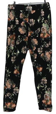 Dámské černé květované lehké kalhoty zn. Peacocks 