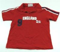 Červené polo tričko England s pruhy 