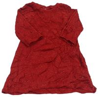 Karmínové třpytivé svetrové šaty s perforovaným vzorem zn. Debenhams