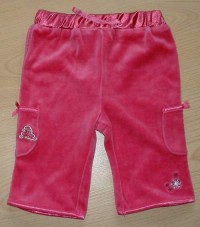 Růžové sametové kalhoty s vločkami a brusličkami a kapsami zn. George