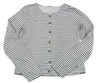 Bílo-černé pruhované triko s knoflíčky zn. C&A