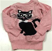 Růžový svetřík s kočičkou zn. Y.d. 