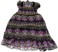 Černo-fialové šaty s kytičkami zn. YD, vel. 140