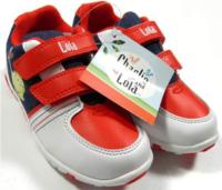 Outlet - Červeno-bílo-modré koženkové botasky s Lolou vel. 30